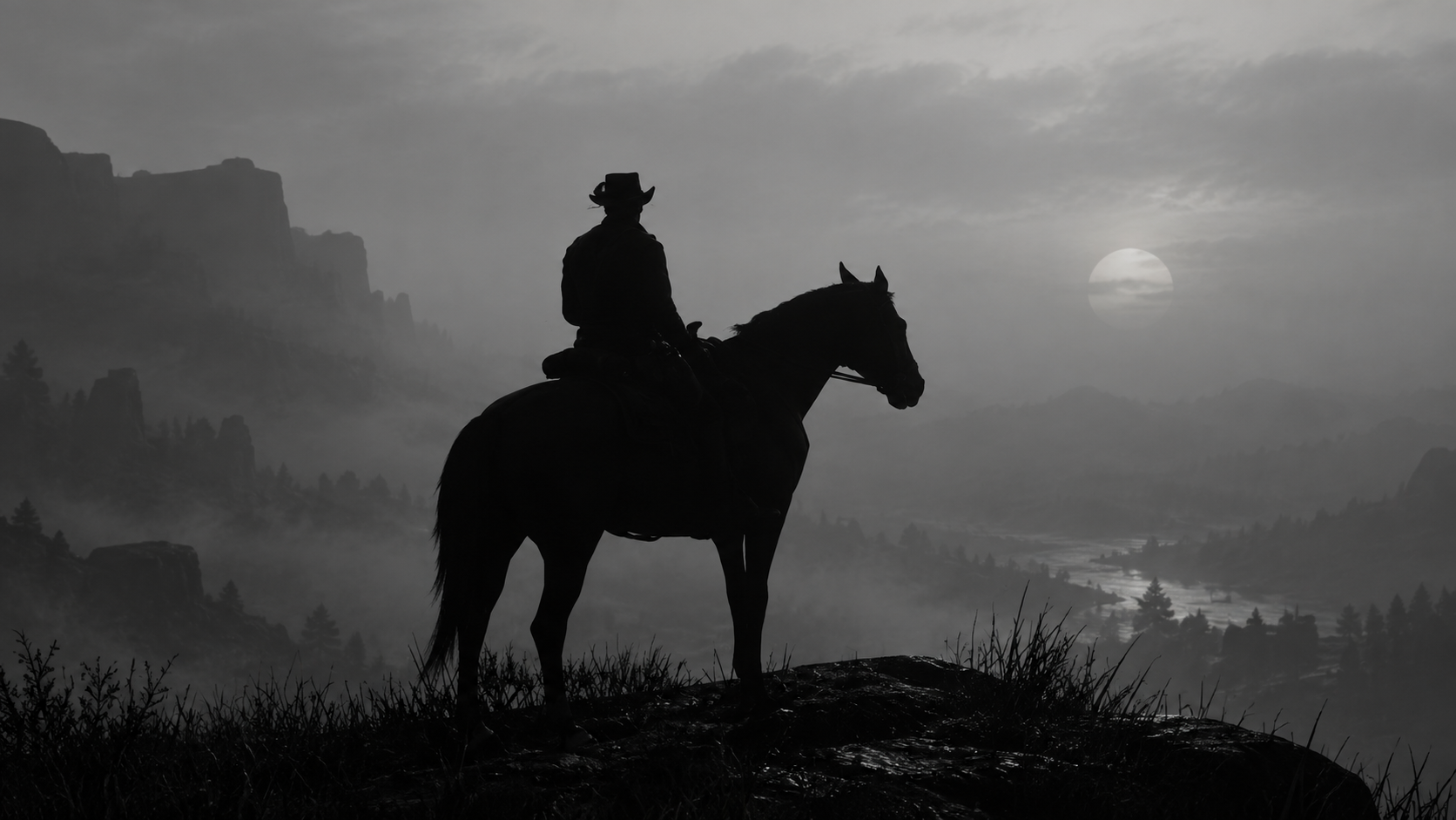 Cowboy on horse silhouette